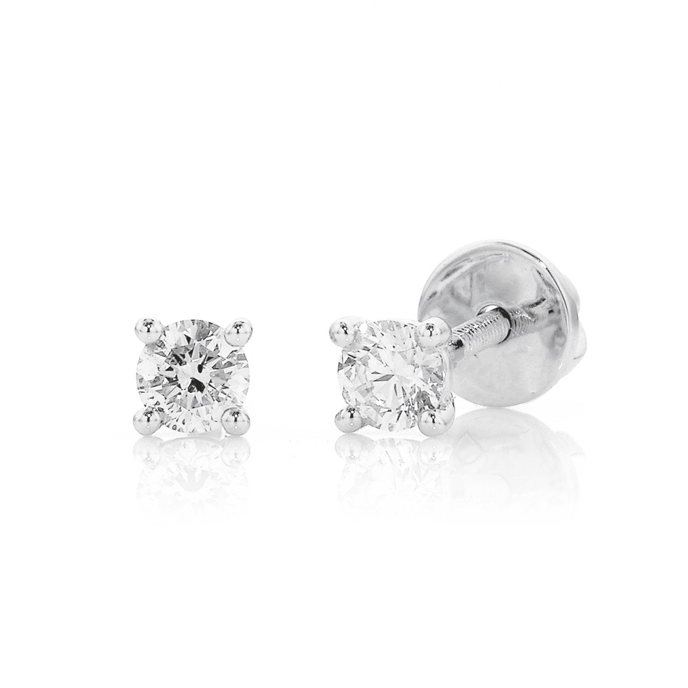 18ct White Gold Studs Total Diamond Weight=.25ct