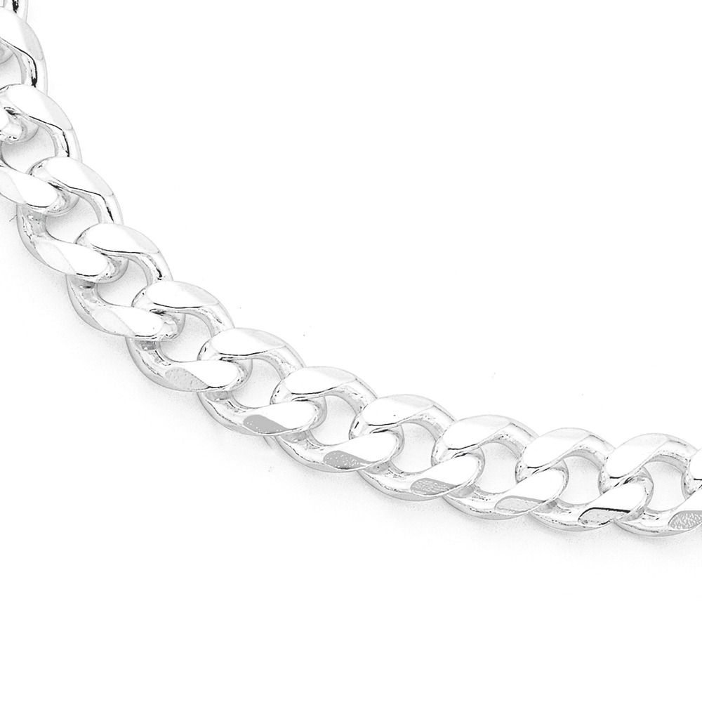 Silver 55cm Bevelled Diamond Cut Curb Chain