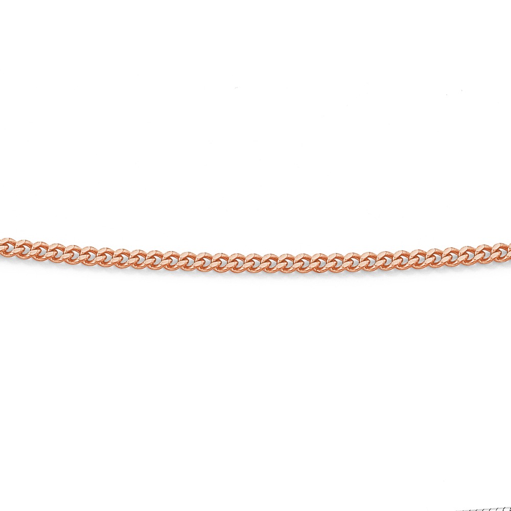 9ct Rose Gold 45cm Diamond Cut Solid Curb Chain