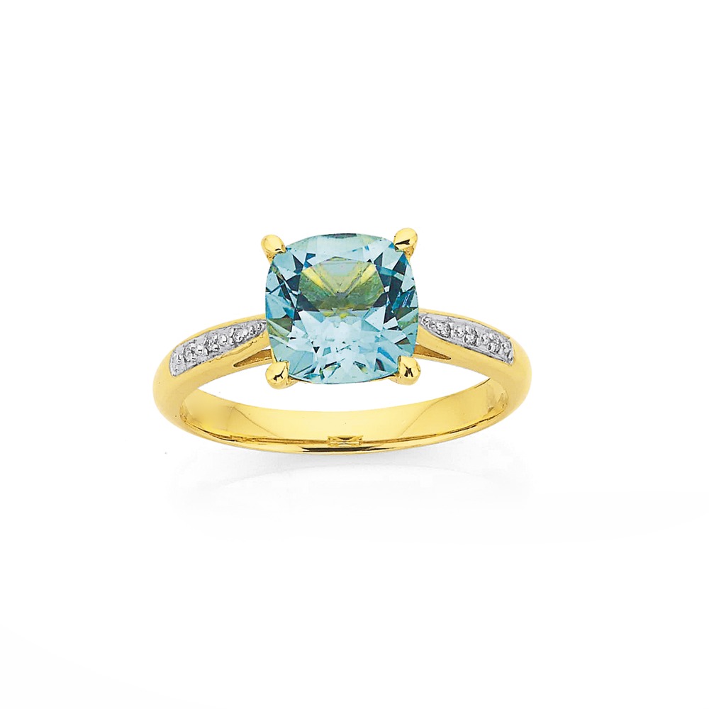 9ct Blue Topaz And Diamond Ring Goldmark Catalogue Salefinder
