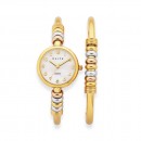 Elite-Ladies-Gold-Tone-7-Lucky-Rings-Watch-Bracelet-Set Sale