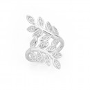 Sterling-Silver-Cubic-Zirconia-Leaf-Ring Sale