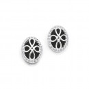Sterling-Silver-Onyx-Cubic-Zirconia-Studs Sale