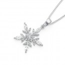 Silver-Cubic-Zirconia-Snowflake-Pendant Sale
