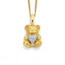 9ct-Two-Tone-Teddy-Bear-with-Diamond-Pendant Sale