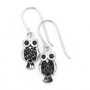 Sterling-Silver-Black-Cubic-Zirconia-Owl-Earrings Sale