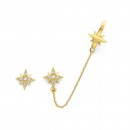 9ct-Cubic-Zirconia-Star-Studs-with-One-Star-Earcuff Sale
