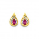 9ct-Synthetic-Ruby-Diamond-Set-Earrings Sale