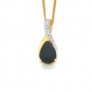 9ct-Pear-Sapphire-Diamond-Pendant Sale