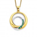 9ct-Created-Emerald-Diamond-Pendant Sale