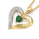 9ct-Created-Emerald-Diamond-Heart-Pendant Sale