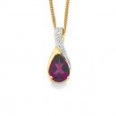 9ct-Rhodolite-Garnet-Diamond-Pendant Sale