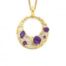 9ct-Amethyst-Pendant-with-Diamond-Accent Sale