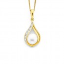 9ct-Freshwater-Pearl-Diamond-Pendant Sale