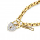 9ct-19cm-Solid-Oval-Belcher-Bracelet-with-Diamond-Padlock Sale