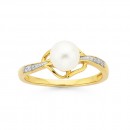 9ct-Freshwater-Pearl-Diamond-Ring Sale