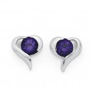 Purple-Cubic-Zirconia-Heart-Studs-in-Sterling-Silver Sale