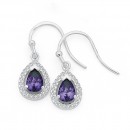 Purple-and-White-Cubic-Zirconia-Pear-Shape-Earrings-in-Sterling-Silver Sale
