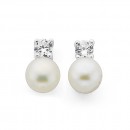 Sterling-Silver-Fresh-Water-Pearl-Cubic-Zirconia-Stud-Earrings Sale