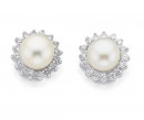 Sterling-Silver-Freshwater-Pearl-Cubic-Zirconia-Cluster-Studs Sale