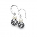 Pearl-Flower-Ball-Drop-Earrings-in-Silver Sale