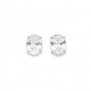 9ct-Gold-Oval-Cubic-Zirconia-Studs Sale