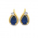 9ct-Created-Sapphire-Diamond-Pear-Loop-Earrings Sale