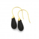Teardrop-Onyx-Hook-Earrings-in-9ct-Yellow-Gold Sale