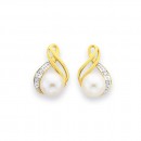 Freshwater-Pearl-Diamond-Earrings-in-9ct-Yellow-Gold Sale