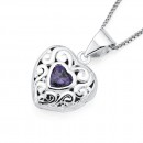 Sterling-Silver-Purple-Cubic-Zirconia-Heart-Locket Sale
