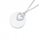Sterling-Silver-Disc-with-Cubic-Zirconia-Heart-Pendant Sale