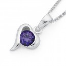 Purple-Cubic-Zirconia-Heart-Pendant-in-Sterling-Silver Sale