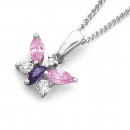 Pink-and-Purple-Cubic-Zirconia-Butterfly-Pendant-in-Sterling-Silver Sale
