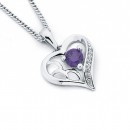 Purple-and-White-Cubic-Zirconia-Heart-Pendant-in-Sterling-Silver Sale