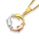 3-Dolphin-Pendant-in-9ct-Rose-White-and-Yellow-Gold Sale