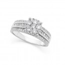 9ct-White-Gold-3-Row-Cluster-Diamond-Ring-Total-Diamond-Weight100ct Sale