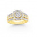 9ct-Diamond-Cushion-Shape-Dress-Ring Sale