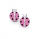 Pink-Enamel-Ladybird-Earrings-in-Sterling-Silver Sale