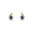 9ct-Two-Tone-Sapphire-Created-Diamond-Earrings Sale