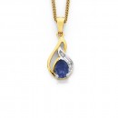 9ct-Two-Tone-Sapphire-Created-Diamond-Pendant Sale