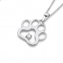Cubic-Zirconia-Paw-Print-Pendant-Sterling-Silver Sale