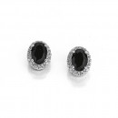 Sterling-Silver-Black-Sapphire-and-Cubic-Zirconia-Earrings Sale