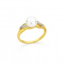 9ct-Cultured-Freshwater-Pearl-Diamond-Ring Sale