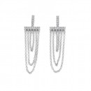 Sterling-Silver-Cubic-Zirconia-Chain-Tassel-Drop-Earrings Sale