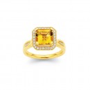9ct-Citrine-and-Halo-Diamond-Ring Sale