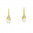 9ct-Freshwater-Pearl-Diamond-Earrings Sale