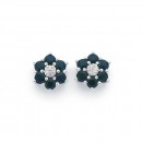 9ct-White-Gold-Sapphire-and-Diamond-Flower-Cluster-Earrings Sale