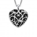 Sterling-Silver-Cubic-Zirconia-Onyx-Heart-Pendant Sale