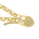 9ct-19cm-Diamond-Set-Diamond-Padlock-Belcher-Bracelet Sale