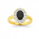 9ct-Black-Sapphire-Oval-Flower-Frame-Ring Sale